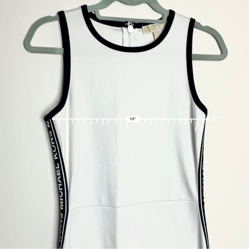 Ultra Rare! Michael Kors Women's MKGO Logo-Tape Dress White with Zip - Picture 9 of 10